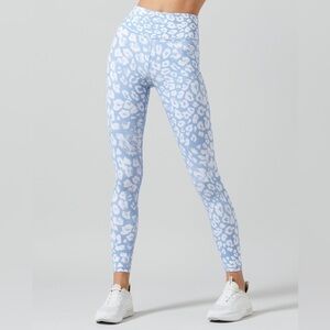 Lilybod Full Length Legging Kendra S Small Snow Serenity Leopard Blue White